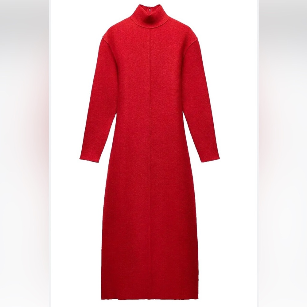 NWT Zara Wool Midi Jumper Dress - Picture 3 of 15